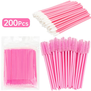 200pcs Eyelash Extension & Makeup Disposable Brushes Kit