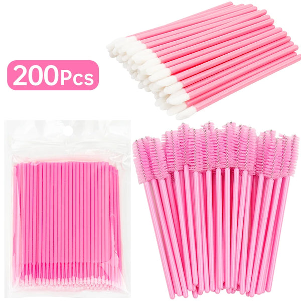 200pcs Eyelash Extension & Makeup Disposable Brushes Kit