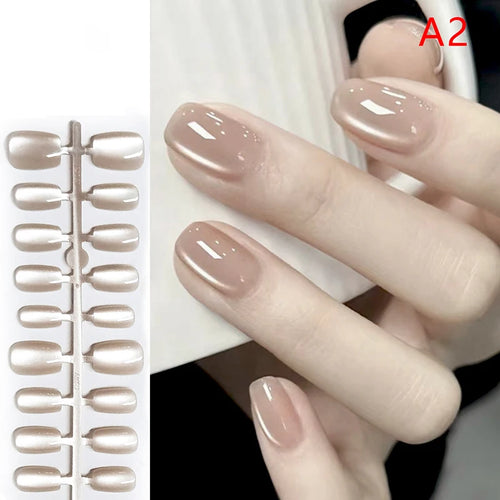 30pcs Short Ballet Fake Nails Press On Fake Nails Tips Without Glue Nail Design Decoration False Nails Manicure