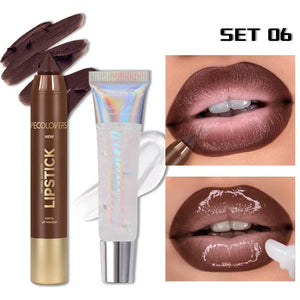 Lipstick Suit, Lip Liner with Lip Gloss, Depicting The Contour of The Lips, Moisturizing The Lips, Charming Lips
