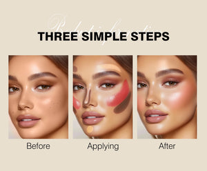 4pcs Cream Contour Kit with Brush – Contour, Highlighter & Blush Sticks