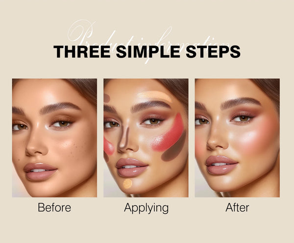 4pcs Cream Contour Kit with Brush – Contour, Highlighter & Blush Sticks