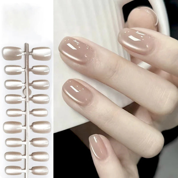 30pcs Short Ballet Fake Nails Press On Fake Nails Tips Without Glue Nail Design Decoration False Nails Manicure