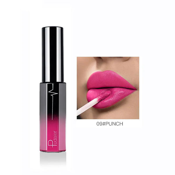 Pudaier Semi Matte Liquid Lipstick Lips Makeup Half Moisturizing Lip Gloss Makeup Cosmetics Moisturizer Lipgloss Make up Batom