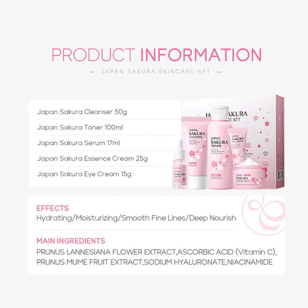 Sakura Skincare Set – Face Cream, Serum, Toner & More