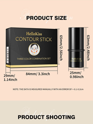 4pcs Cream Contour Kit with Brush – Contour, Highlighter & Blush Sticks