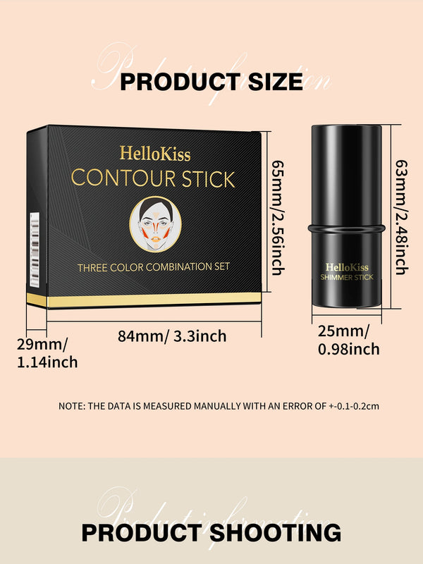 4pcs Cream Contour Kit with Brush – Contour, Highlighter & Blush Sticks