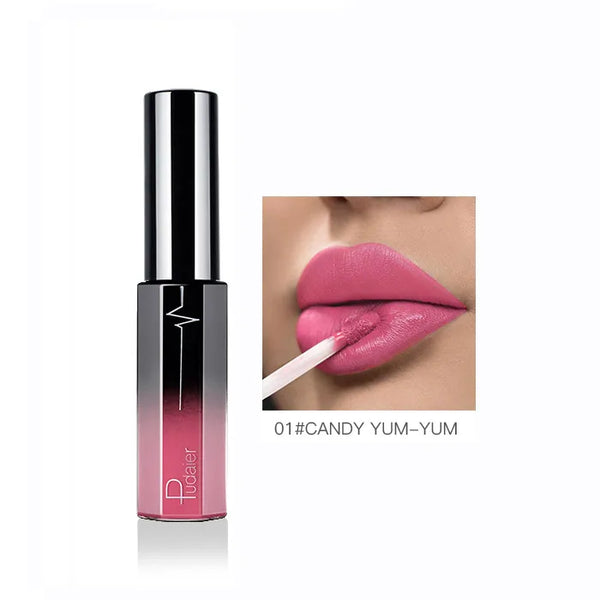 Pudaier Semi Matte Liquid Lipstick Lips Makeup Half Moisturizing Lip Gloss Makeup Cosmetics Moisturizer Lipgloss Make up Batom