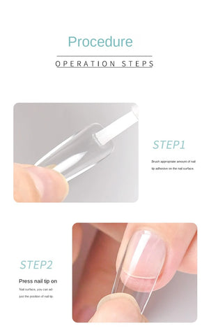 Strong Nail Glue for Acrylic Nail Tips-Fake, Brush On, Quick Dry, Easy Application Durable & Long-Lasting Fast Glue False Nails