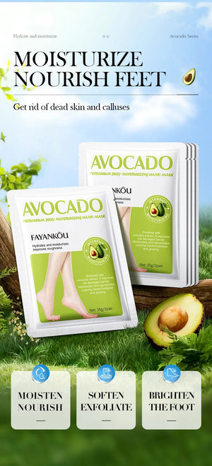 Avocado Foot Exfoliating Mask – Moisturizing Dead Skin Remover (1/3/5 Pairs)