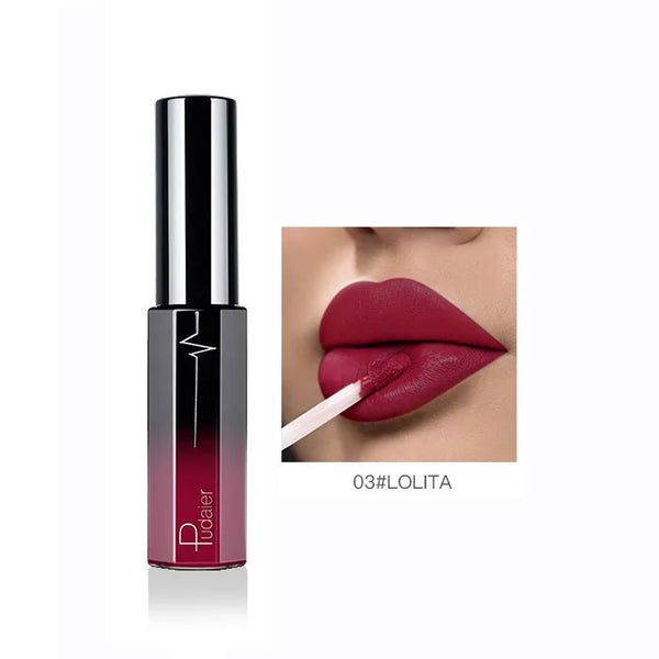 Pudaier Semi Matte Liquid Lipstick Lips Makeup Half Moisturizing Lip Gloss Makeup Cosmetics Moisturizer Lipgloss Make up Batom