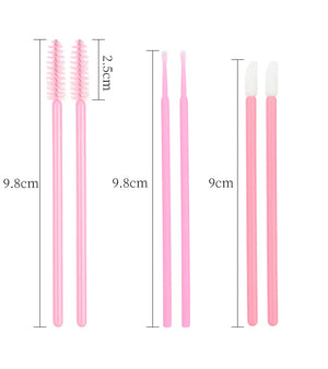 200pcs Eyelash Extension Supplies Kit Disposable Lash Spoolies Brushes Micro Cotton swab Brush Mascara Wand Lipstick Applicator
