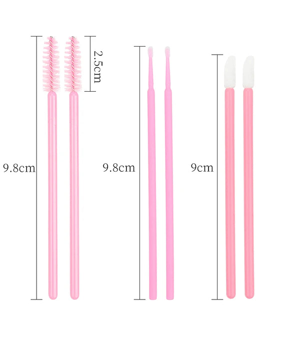 200pcs Eyelash Extension Supplies Kit Disposable Lash Spoolies Brushes Micro Cotton swab Brush Mascara Wand Lipstick Applicator