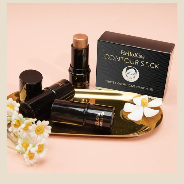 4pcs Cream Contour Kit with Brush – Contour, Highlighter & Blush Sticks