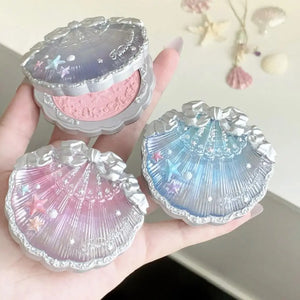 Flower Knows Pearl Shell Shape Velvet Embossed Blush Matte Finish Buildable Blendable Powder Blush For Cheeks For All Skin Tones