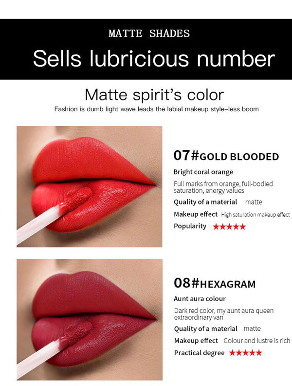 Pudaier Semi Matte Liquid Lipstick Lips Makeup Half Moisturizing Lip Gloss Makeup Cosmetics Moisturizer Lipgloss Make up Batom