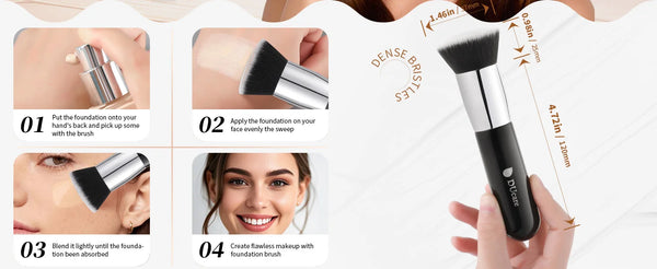 DUcare Foundation Brush Flat Top Kabuki Makeup Brushes Synthetic Hair Liquid Blending Mineral Powder Buffing Stippling Cosmetics