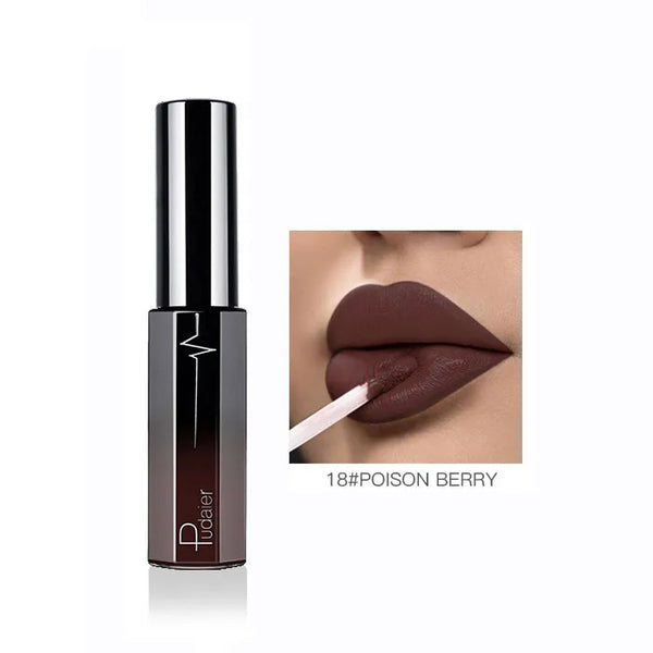 Pudaier Semi Matte Liquid Lipstick Lips Makeup Half Moisturizing Lip Gloss Makeup Cosmetics Moisturizer Lipgloss Make up Batom