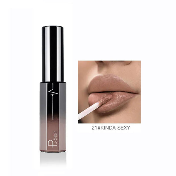 Pudaier Semi Matte Liquid Lipstick Lips Makeup Half Moisturizing Lip Gloss Makeup Cosmetics Moisturizer Lipgloss Make up Batom