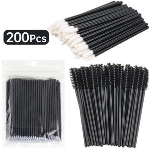 200pcs Eyelash Extension Supplies Kit Disposable Lash Spoolies Brushes Micro Cotton swab Brush Mascara Wand Lipstick Applicator