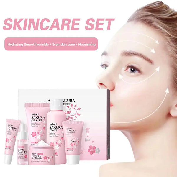 6pcs Sakura Face & Skin Care Set with Gift Box