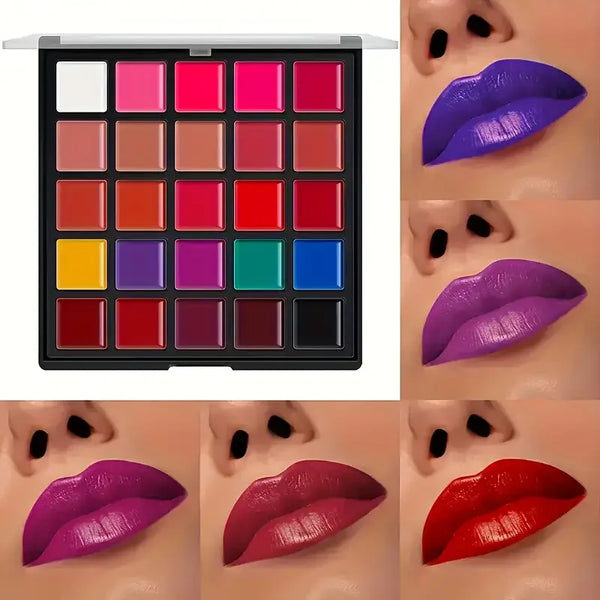 25-Color Lipstick & Eyeshadow Palette – Long-Lasting & Waterproof
