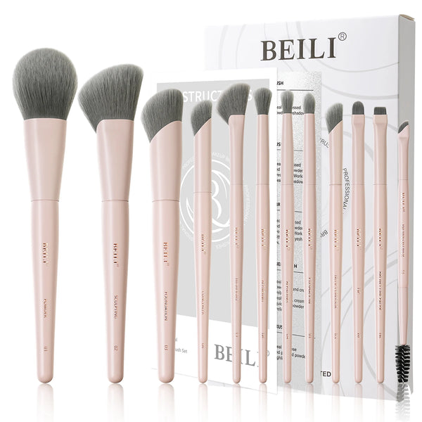 BEILI 12/15-Piece Professional Makeup Brush Set – Vegan & Premium