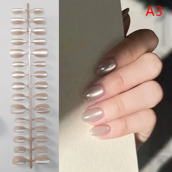 30pcs Short Ballet Fake Nails Press On Fake Nails Tips Without Glue Nail Design Decoration False Nails Manicure