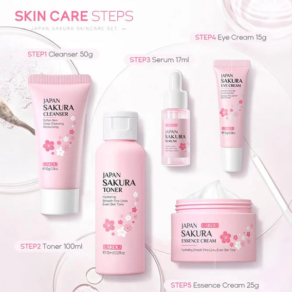 Sakura Skincare Set – Face Cream, Serum, Toner & More