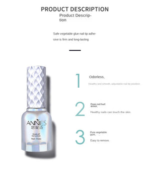 Strong Nail Glue for Acrylic Nail Tips-Fake, Brush On, Quick Dry, Easy Application Durable & Long-Lasting Fast Glue False Nails