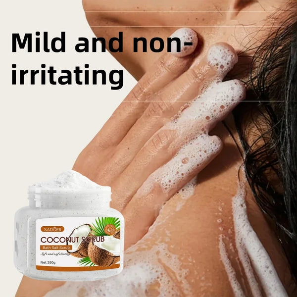 350g Coconut Scrub, Rich in Walnut Shell Powder, Glycerin, Coconut Extract and Other Skin Care Ingredients, with a Rich Coconut Fresh Scent, Gentle and Delicate Scrub Particles That Deeply Cleanse the Skin, Remove Dirt, Physi