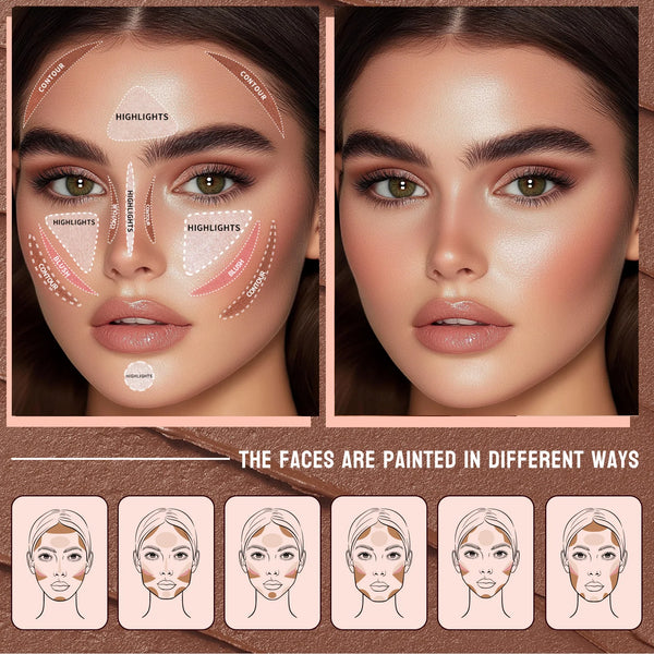 4pcs Cream Contour Kit with Brush – Contour, Highlighter & Blush Sticks