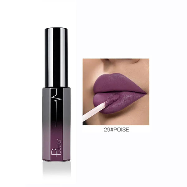 Pudaier Semi Matte Liquid Lipstick Lips Makeup Half Moisturizing Lip Gloss Makeup Cosmetics Moisturizer Lipgloss Make up Batom