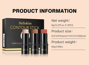 4pcs Cream Contour Kit with Brush – Contour, Highlighter & Blush Sticks