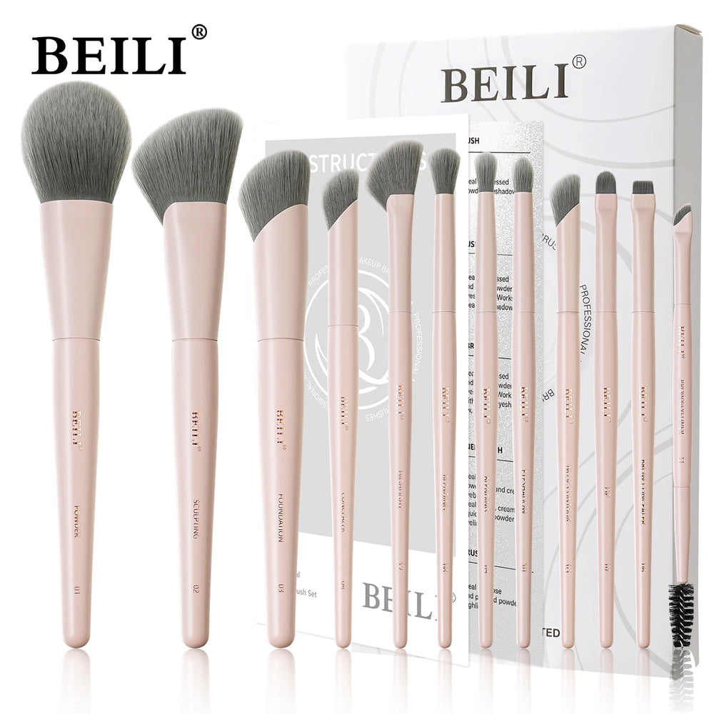 BEILI 12/15-Piece Professional Makeup Brush Set – Vegan & Premium