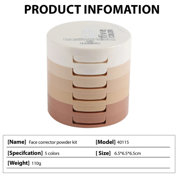 5-Tone Correction Compact Powder – Long-Lasting & Brightening