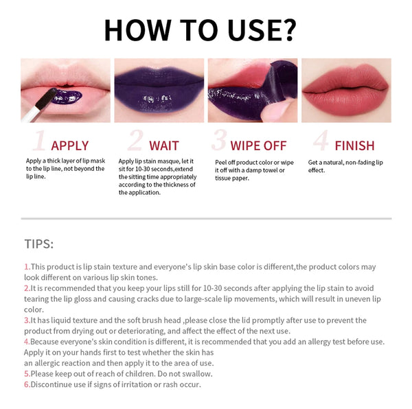 Peel-Off Long-Lasting Waterproof Lip Stain – Pink Tint