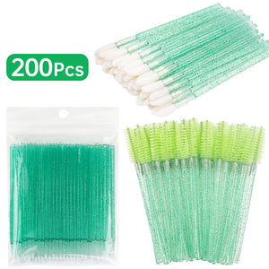 200pcs Eyelash Extension Supplies Kit Disposable Lash Spoolies Brushes Micro Cotton swab Brush Mascara Wand Lipstick Applicator