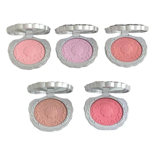 Flower Knows Pearl Shell Shape Velvet Embossed Blush Matte Finish Buildable Blendable Powder Blush For Cheeks For All Skin Tones