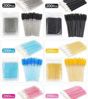 200pcs Eyelash Extension Supplies Kit Disposable Lash Spoolies Brushes Micro Cotton swab Brush Mascara Wand Lipstick Applicator