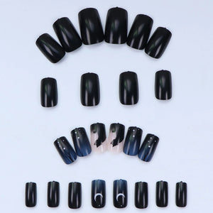 24PCS Halloween Mummy Design Fake Nails Short Square Fake Nails Cute Pressing Nails Full Coverage Halloween Nails