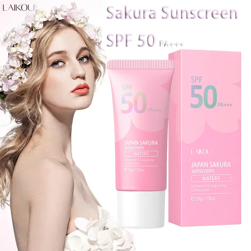 Laikou Sakura Moisturizer Sunscreen Cream Protector Facial Sun Block Spf50 Gel Isolation Lotion  Face Suncream