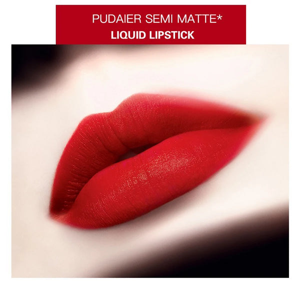 Pudaier Semi Matte Liquid Lipstick Lips Makeup Half Moisturizing Lip Gloss Makeup Cosmetics Moisturizer Lipgloss Make up Batom