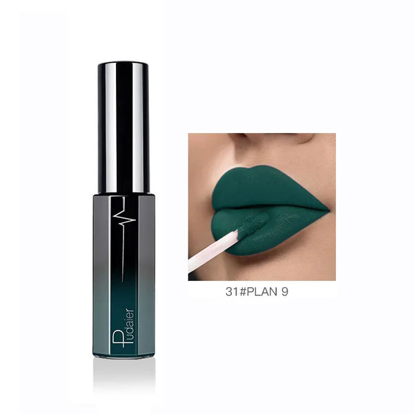 Pudaier Semi Matte Liquid Lipstick Lips Makeup Half Moisturizing Lip Gloss Makeup Cosmetics Moisturizer Lipgloss Make up Batom