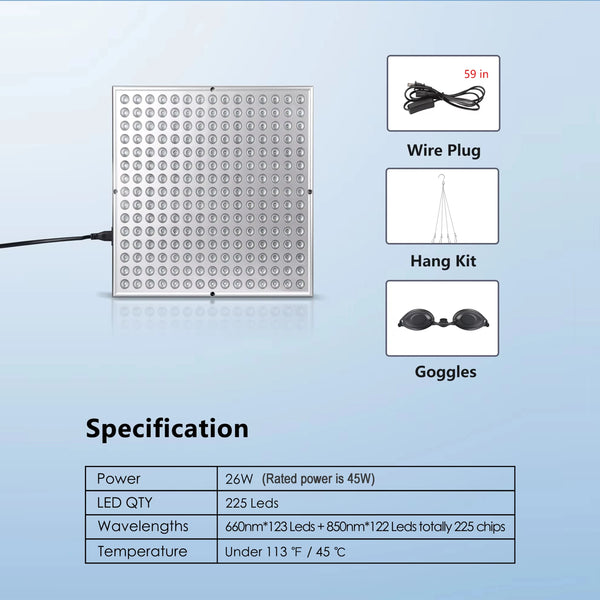 225 LED Red Light Therapy Panel for Facial & Body Recovery