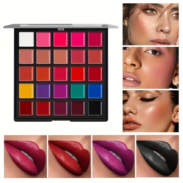 25-Color Lipstick & Eyeshadow Palette – Long-Lasting & Waterproof