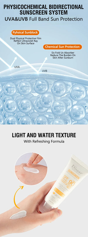 Sunscreen SPF90+ UV Radiation Protection Lsolation Whitening Moisturizing Brightening Face Body Arms Thighs Sunblock Skin Care