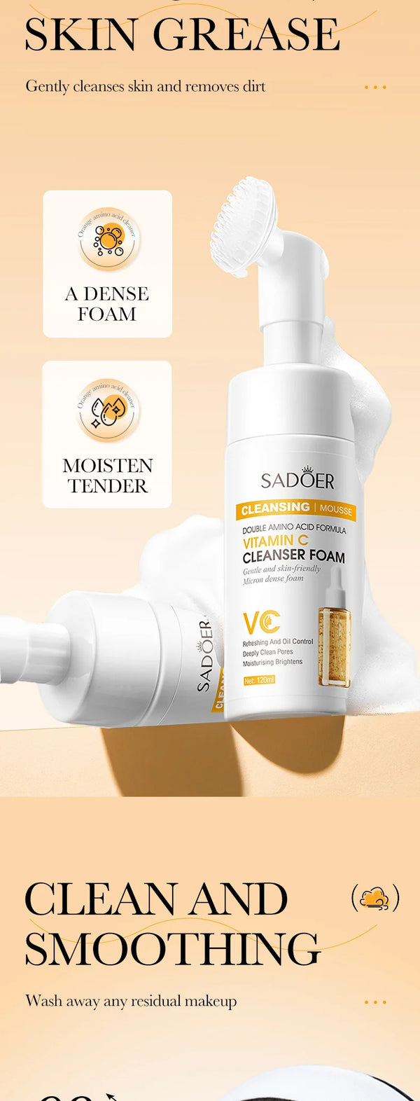 SAODER Q10 Vitamin C Facial Cleanser – Foaming Face Wash