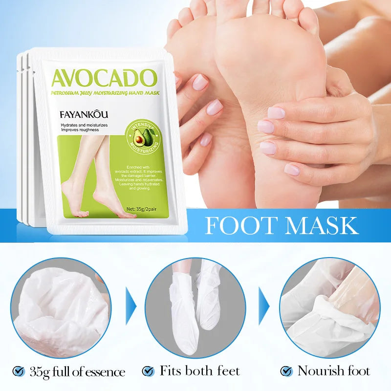 Avocado Foot Exfoliating Mask – Moisturizing Dead Skin Remover (1/3/5 Pairs)