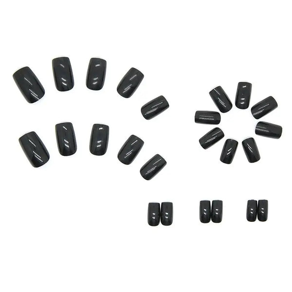 120PCS/Box Black Square Acrylic Press On Fake Nails With Glossy Surface, Reusable, Fully Covered Fake Nails